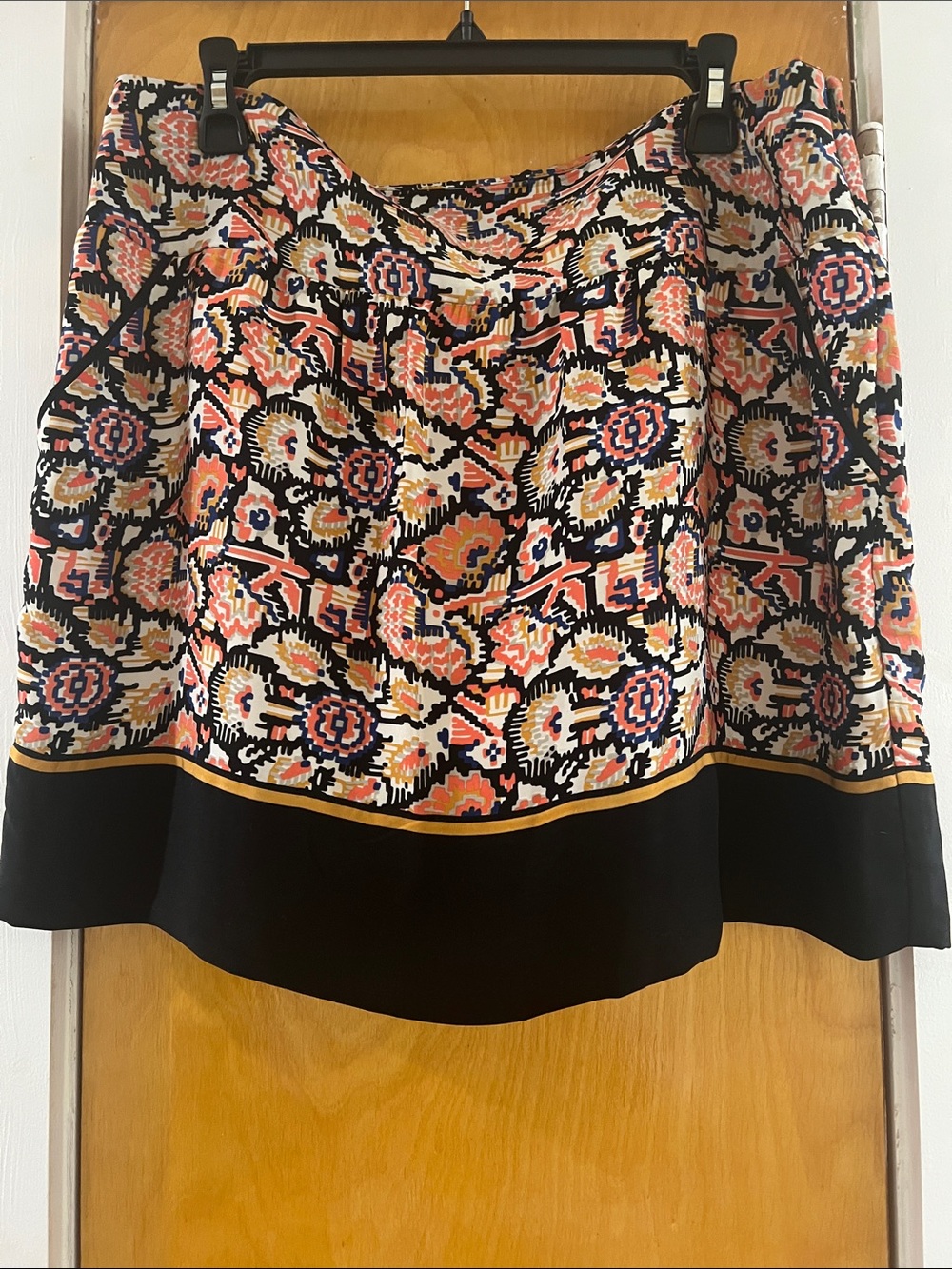Dalia Collection Black Top with Coral, Pink and Yellow Mosaic Print